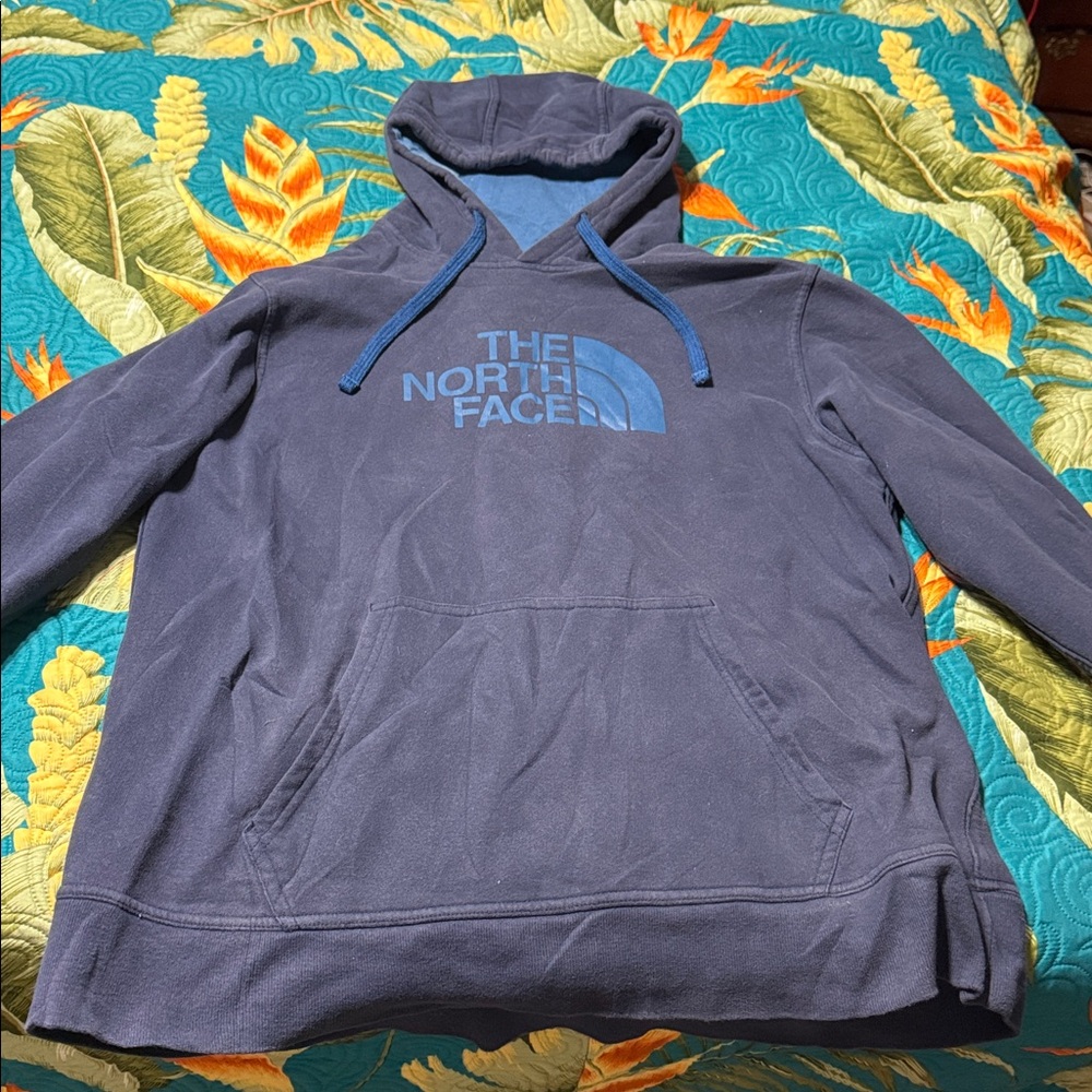 North Face Men's Navy Blue Hoodie Sweater